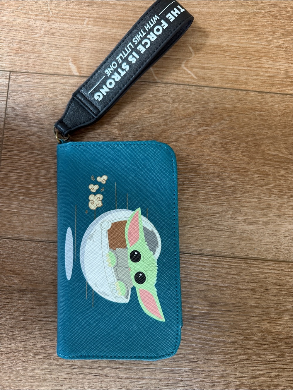 Star Wars the Force Is Strong Teal Long Wallet with Baby Yoda Print